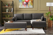 Sofá-cama de canto moderno, antracite, 205 cm | Estrutura em madeira de abeto e MDF, 100% poliéster, fácil de limpar | Tamanho da cama: 190 x 140 cm, design elegante e funcional