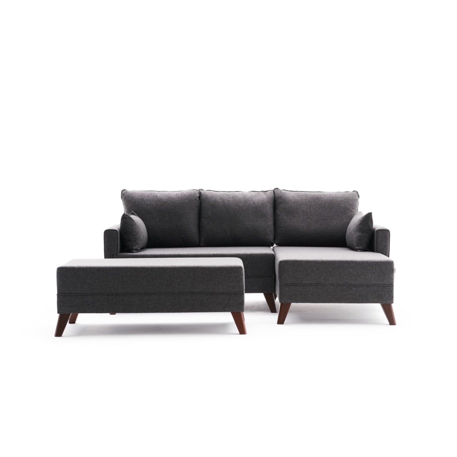 Sofá-cama de canto moderno, antracite, 205 cm | Estrutura em madeira de abeto e MDF, 100% poliéster, fácil de limpar | Tamanho da cama: 190 x 140 cm, design elegante e funcional