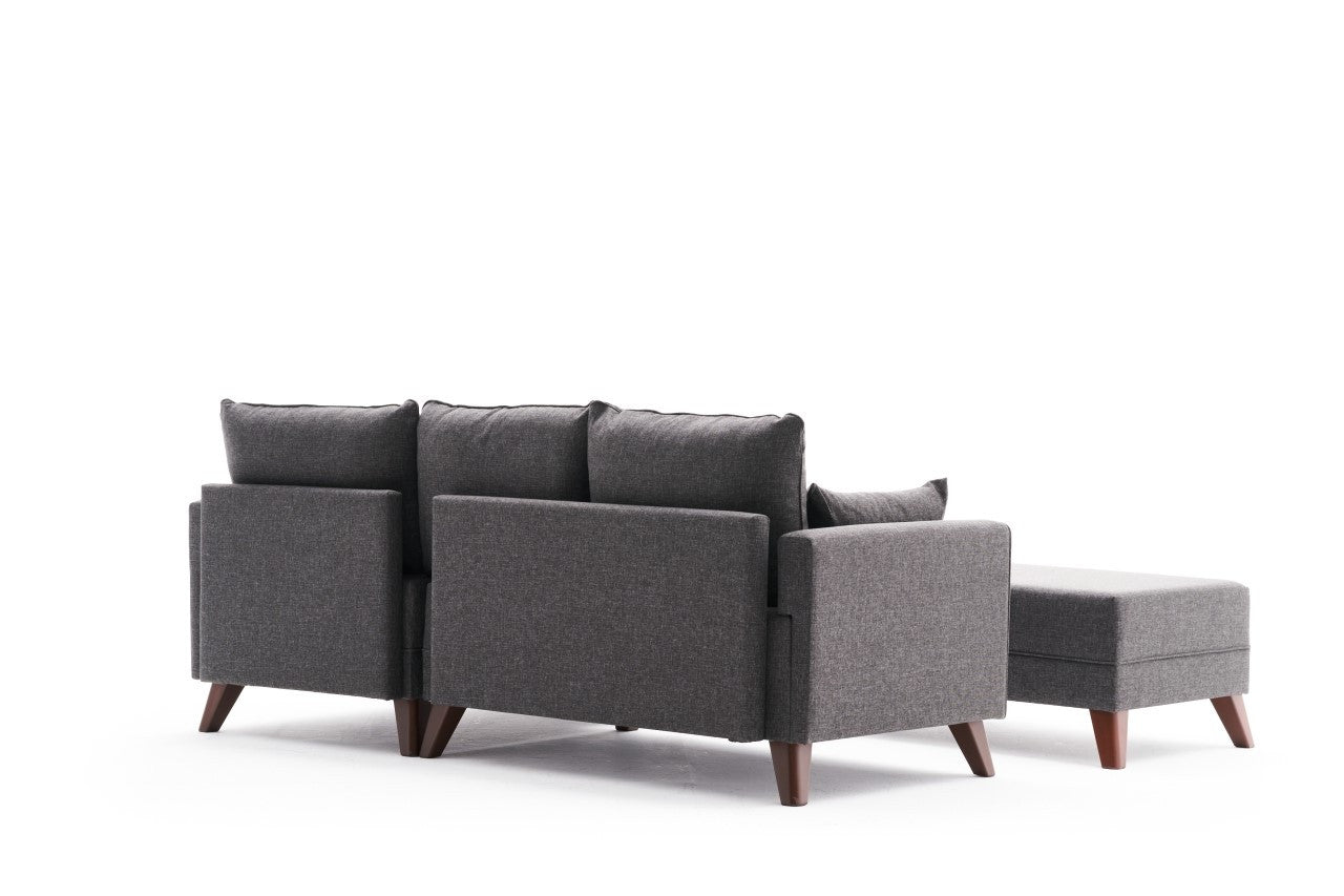 Sofá-cama de canto moderno, antracite, 205 cm | Estrutura em madeira de abeto e MDF, 100% poliéster, fácil de limpar | Tamanho da cama: 190 x 140 cm, design elegante e funcional