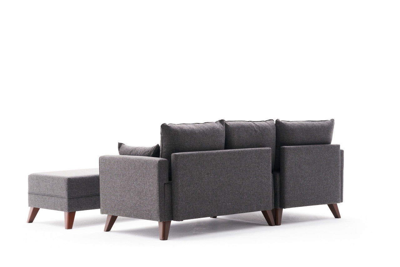 Sofá-cama de canto moderno, antracite, 205 cm | Estrutura em madeira de abeto e MDF, 100% poliéster, fácil de limpar | Tamanho da cama: 190 x 140 cm, design elegante e funcional