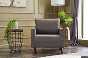 Sofá moderno de 1 lugar, marrom, 82 x 85 x 81 cm | Estrutura em madeira de abeto e MDF, 100% poliéster, tecido fácil de limpar | Elegante e confortável para casa e hotel