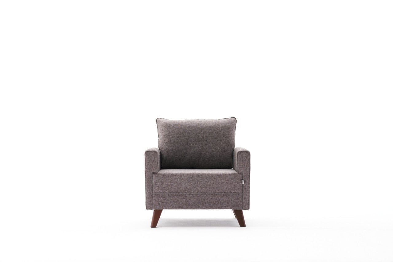 Sofá moderno de 1 lugar, marrom, 82 x 85 x 81 cm | Estrutura em madeira de abeto e MDF, 100% poliéster, tecido fácil de limpar | Elegante e confortável para casa e hotel