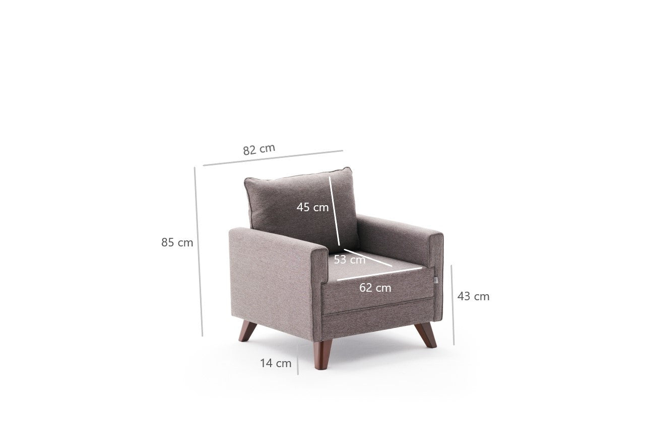 Sofá moderno de 1 lugar, marrom, 82 x 85 x 81 cm | Estrutura em madeira de abeto e MDF, 100% poliéster, tecido fácil de limpar | Elegante e confortável para casa e hotel