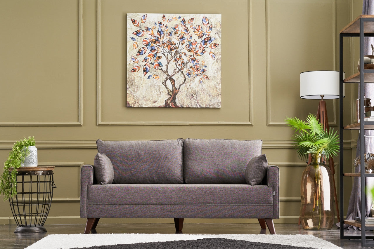 Sofá moderno de 2 lugares, marrom, 177 x 85 x 81 cm | Estrutura em madeira de abeto e MDF, 100% poliéster, tecido fácil de limpar | Elegante e confortável para casa e hotel