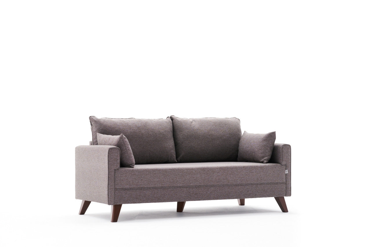 Sofá moderno de 2 lugares, marrom, 177 x 85 x 81 cm | Estrutura em madeira de abeto e MDF, 100% poliéster, tecido fácil de limpar | Elegante e confortável para casa e hotel