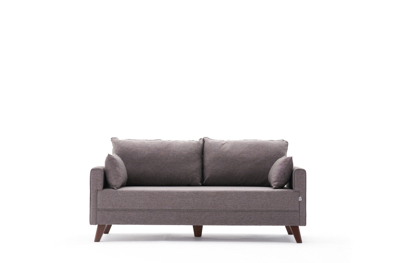 Sofá moderno de 2 lugares, marrom, 177 x 85 x 81 cm | Estrutura em madeira de abeto e MDF, 100% poliéster, tecido fácil de limpar | Elegante e confortável para casa e hotel
