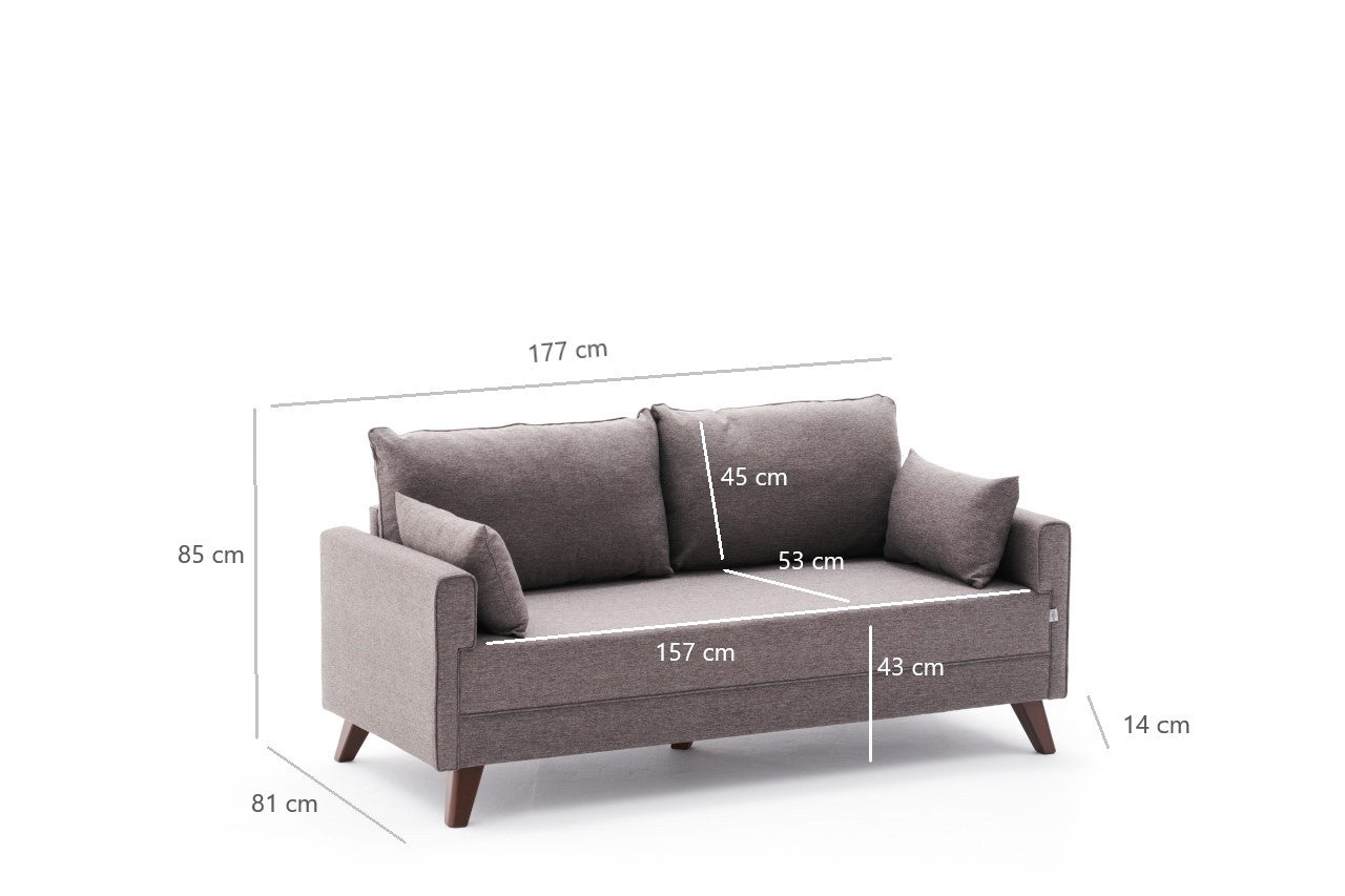 Sofá moderno de 2 lugares, marrom, 177 x 85 x 81 cm | Estrutura em madeira de abeto e MDF, 100% poliéster, tecido fácil de limpar | Elegante e confortável para casa e hotel