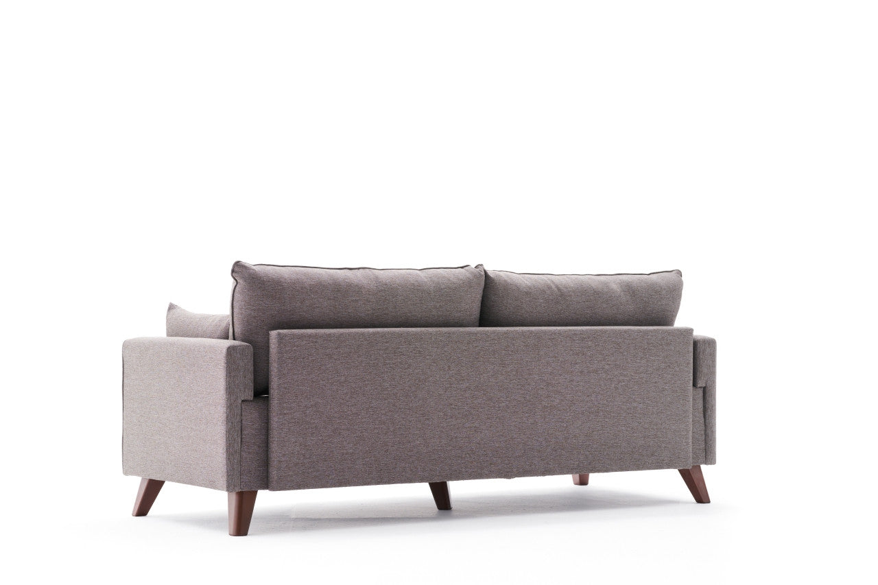 Sofá moderno de 3 lugares, marrom, 208 cm | Estrutura em madeira de abeto e MDF, 100% poliéster, fácil de limpar | Perfeito para salas de estar de hotéis e em estilo escandinavo