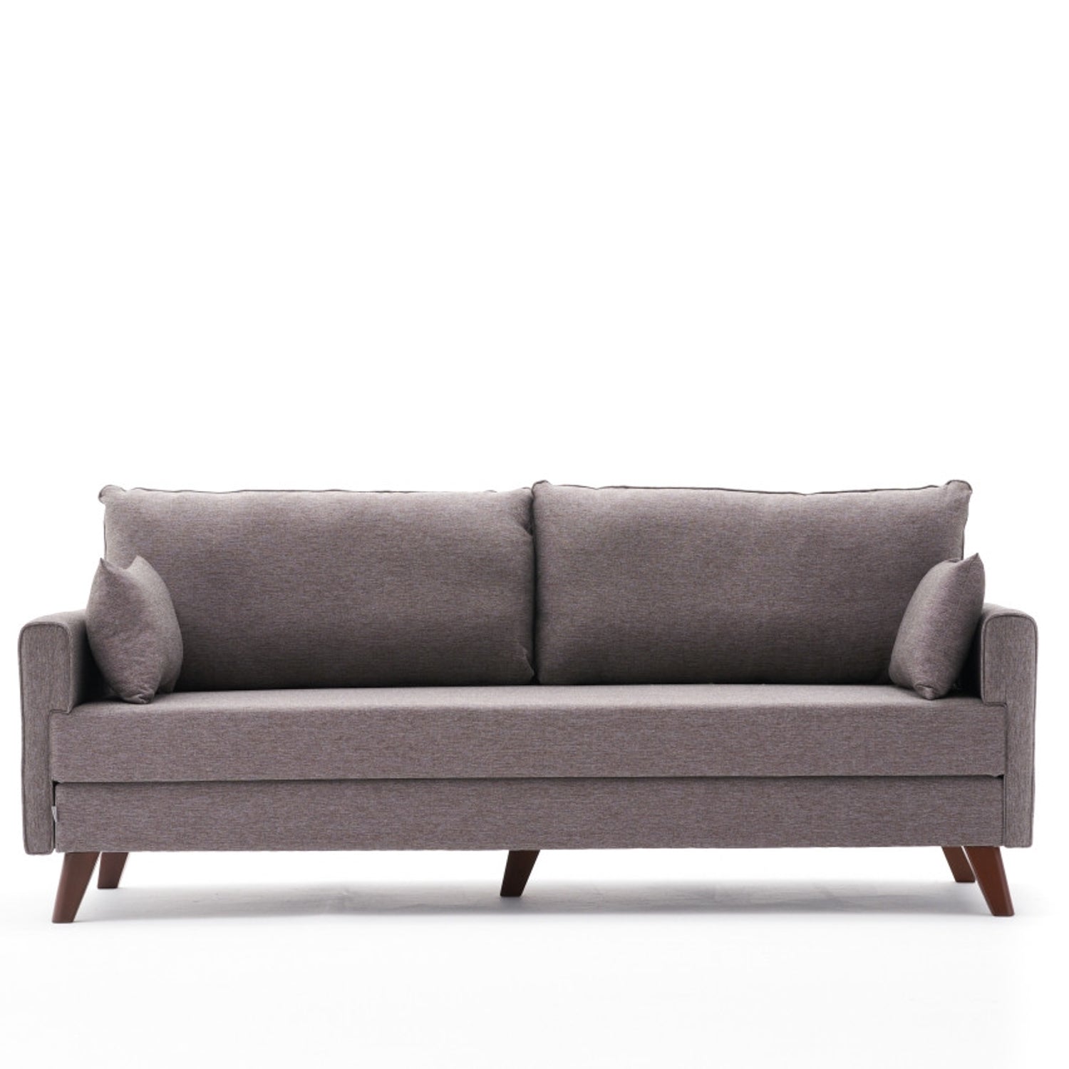 Sofá-cama moderno de 3 lugares, marrom, 208 cm | Estrutura em madeira de abeto e MDF, 100% poliéster, fácil de limpar | Converte-se em cama de 190 x 150 cm, design elegante e funcional