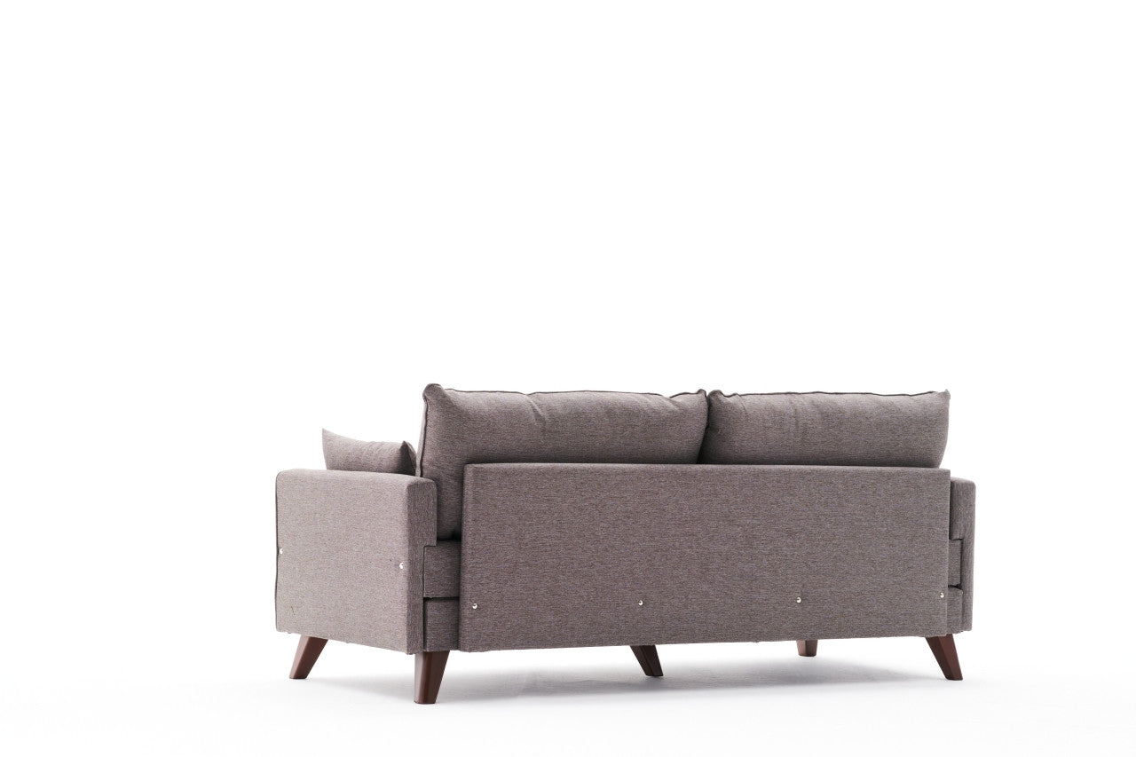 Sofá-cama moderno de 3 lugares, marrom, 208 cm | Estrutura em madeira de abeto e MDF, 100% poliéster, fácil de limpar | Converte-se em cama de 190 x 150 cm, design elegante e funcional