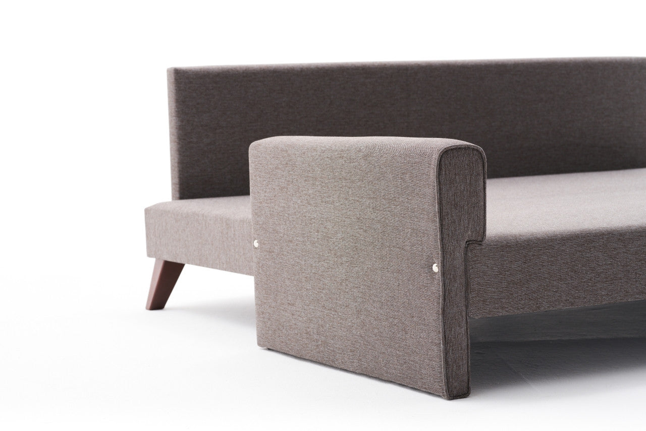 Sofá-cama moderno de 3 lugares, marrom, 208 cm | Estrutura em madeira de abeto e MDF, 100% poliéster, fácil de limpar | Converte-se em cama de 190 x 150 cm, design elegante e funcional