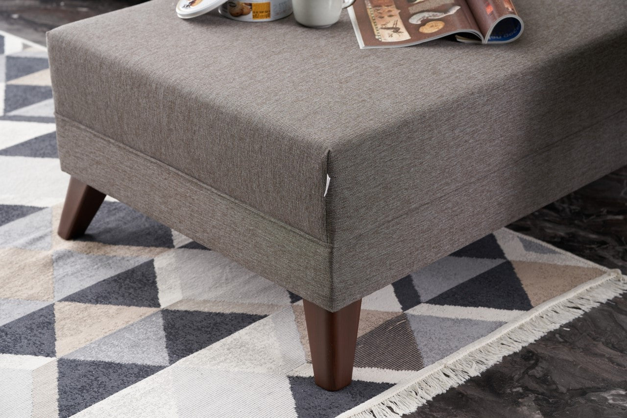 Sofá de canto moderno, marrom, 275 cm | Estrutura em madeira de abeto e MDF, 100% poliéster, tecido fácil de limpar | Design escandinavo elegante para o conforto da sala de estar