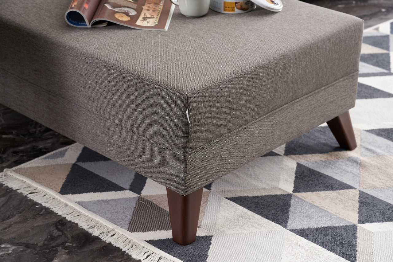 Sofá de canto moderno, marrom, 275 cm | Estrutura em madeira de abeto e MDF, 100% poliéster, tecido fácil de limpar | Design escandinavo elegante para o conforto da sala de estar