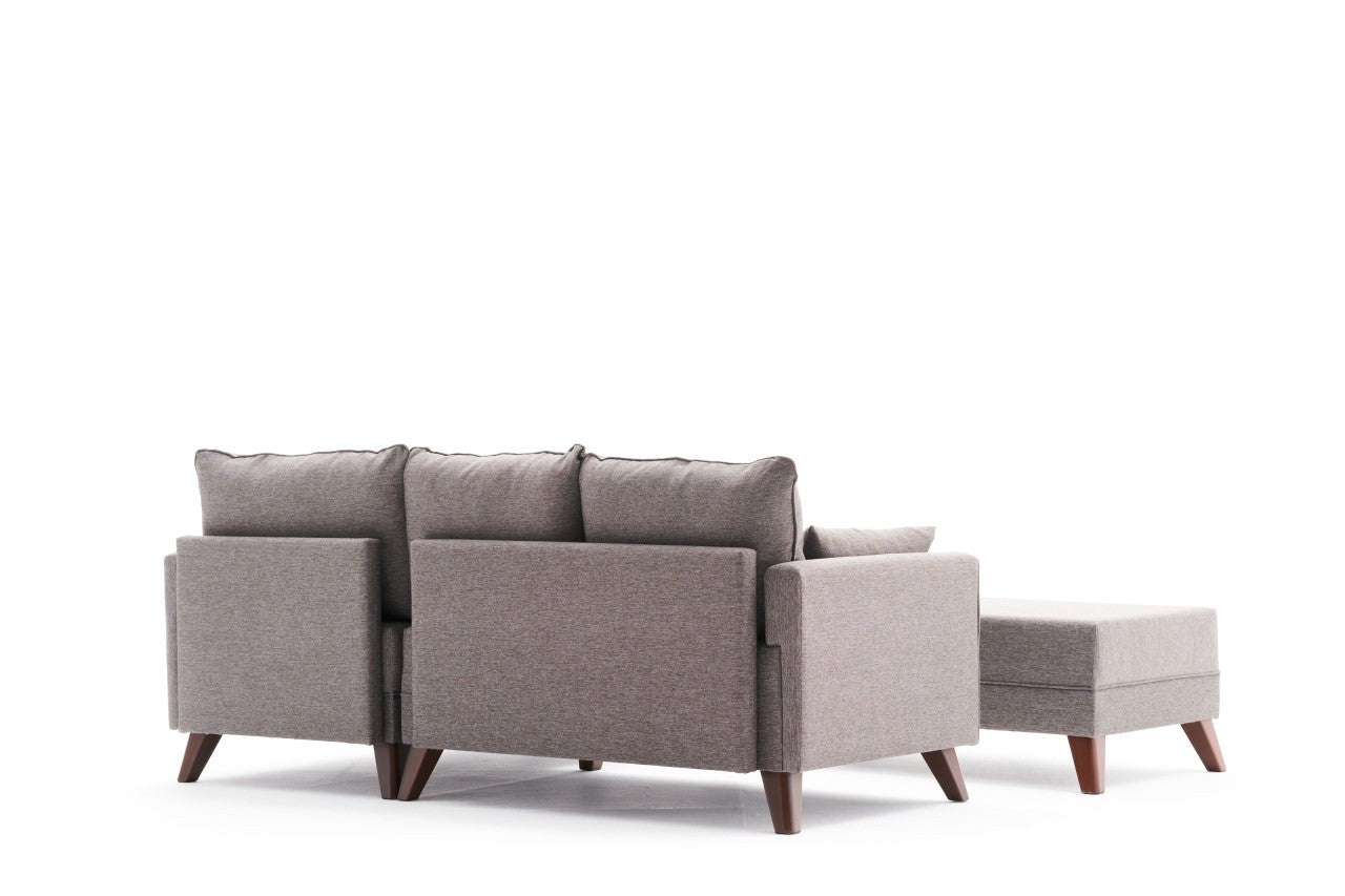 Sofá-cama de canto moderno, marrom, 205 cm | Estrutura em madeira de abeto e MDF, 100% poliéster, fácil de limpar | Tamanho da cama: 190 x 140 cm, design elegante e funcional