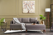 Sofá-cama de canto moderno, marrom, 205 cm | Estrutura em madeira de abeto e MDF, 100% poliéster, fácil de limpar | Tamanho da cama: 190 x 140 cm, design elegante e funcional