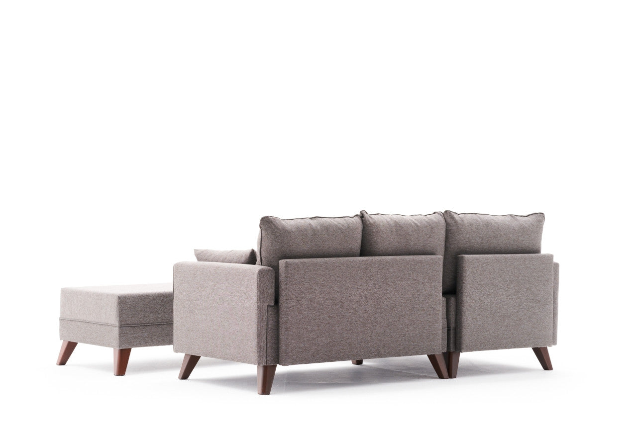 Sofá-cama de canto moderno, marrom, 205 cm | Estrutura em madeira de abeto e MDF, 100% poliéster, fácil de limpar | Tamanho da cama: 190 x 140 cm, design elegante e funcional