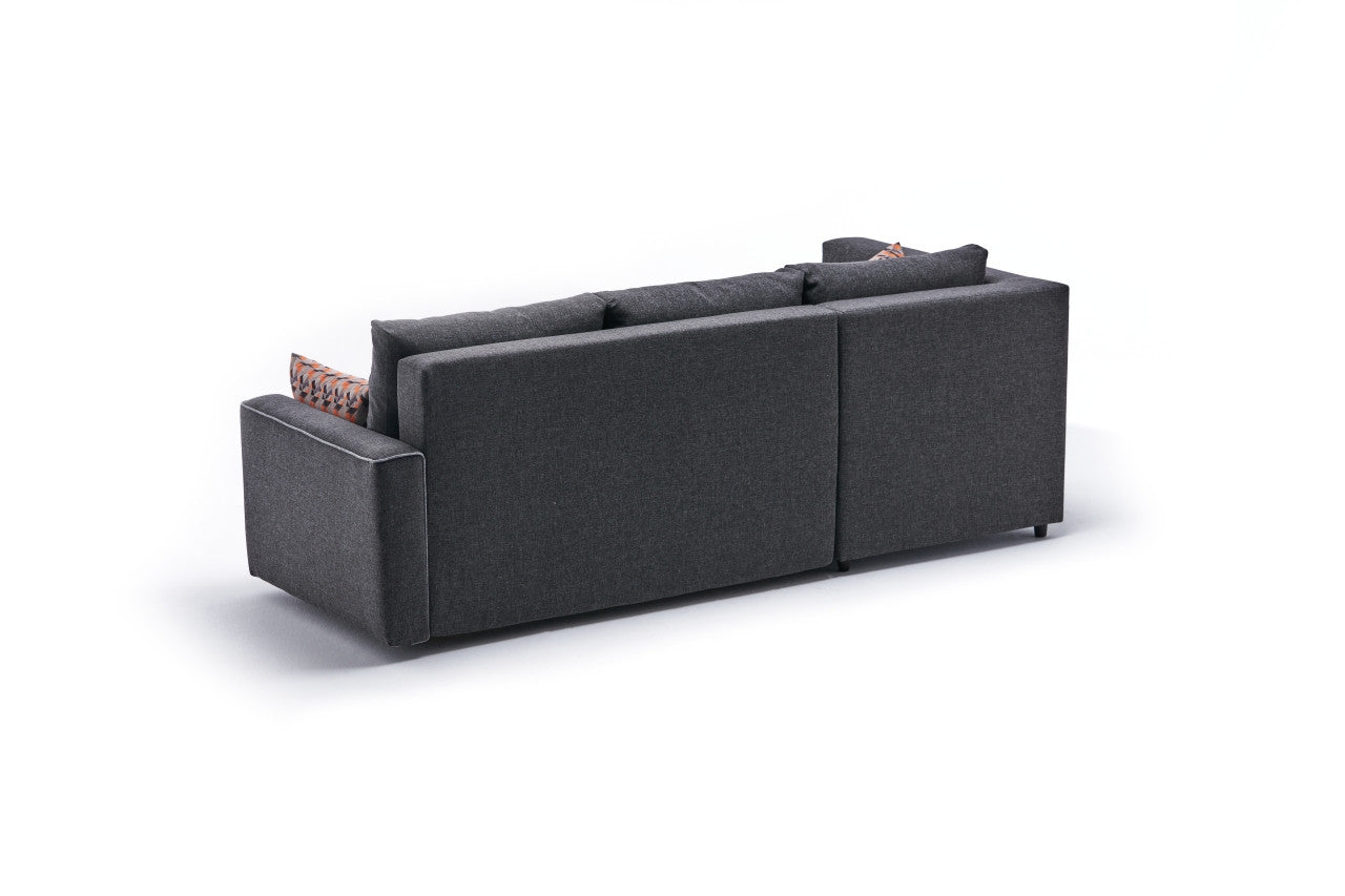 Sofá-cama de canto moderno, antracite, 242 cm | Estrutura em madeira de abeto e MDF, 100% poliéster, fácil de limpar | Tamanho da cama: 200 x 150 cm, design elegante e funcional