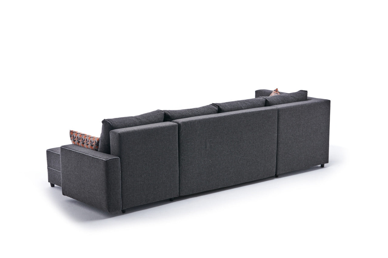 Sofá-cama de canto moderno, antracite, 315 cm | Estrutura em madeira de abeto e MDF, 100% poliéster, fácil de limpar | Tamanho da cama: 200 x 150 cm, design elegante e funcional