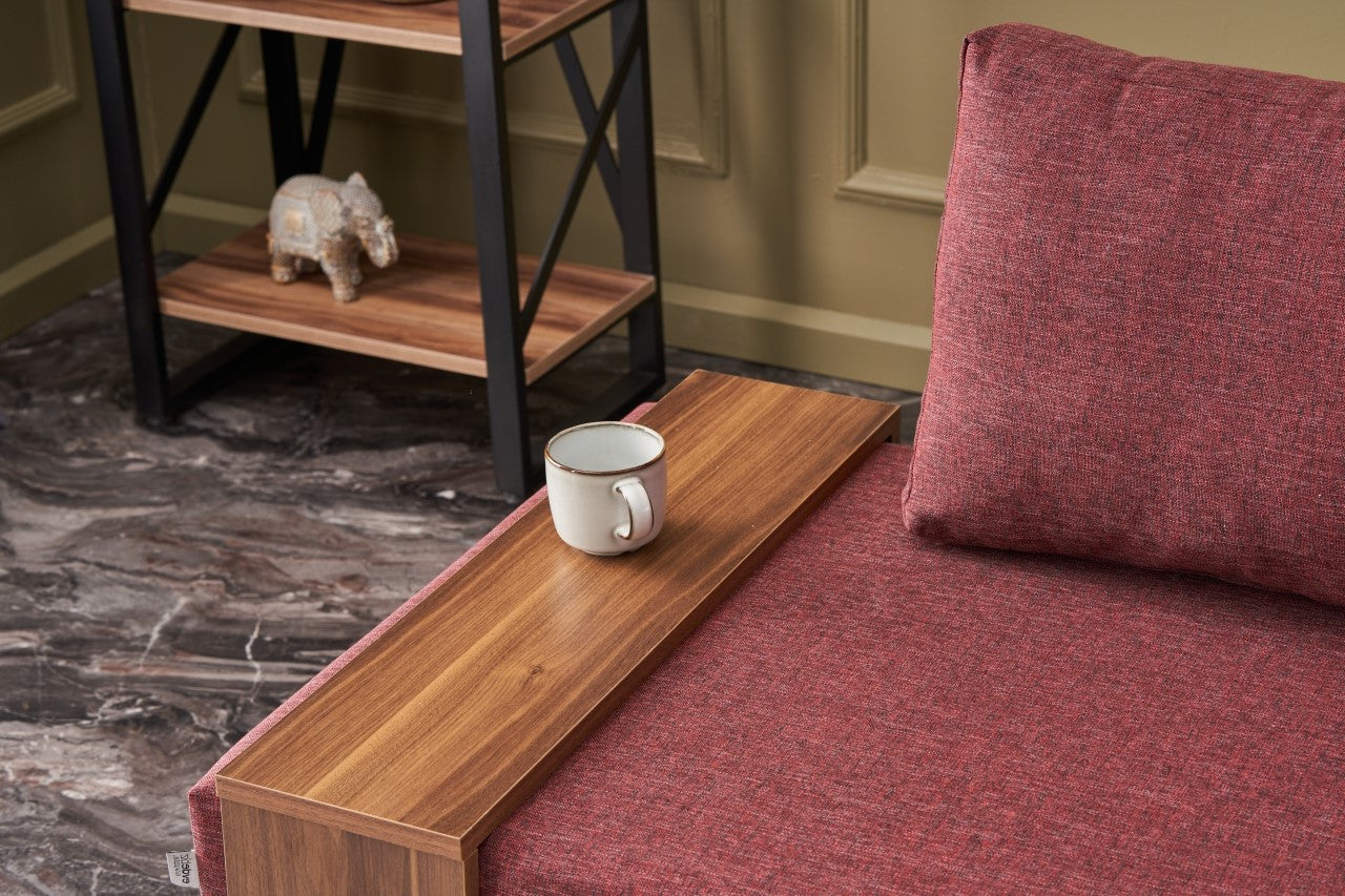 Sofá Claret Red de 1 lugar, estrutura de madeira maciça e melamina, 100 cm de largura, tecido fácil de limpar, design moderno para casa e hotel, espuma confortável de 32 DNS