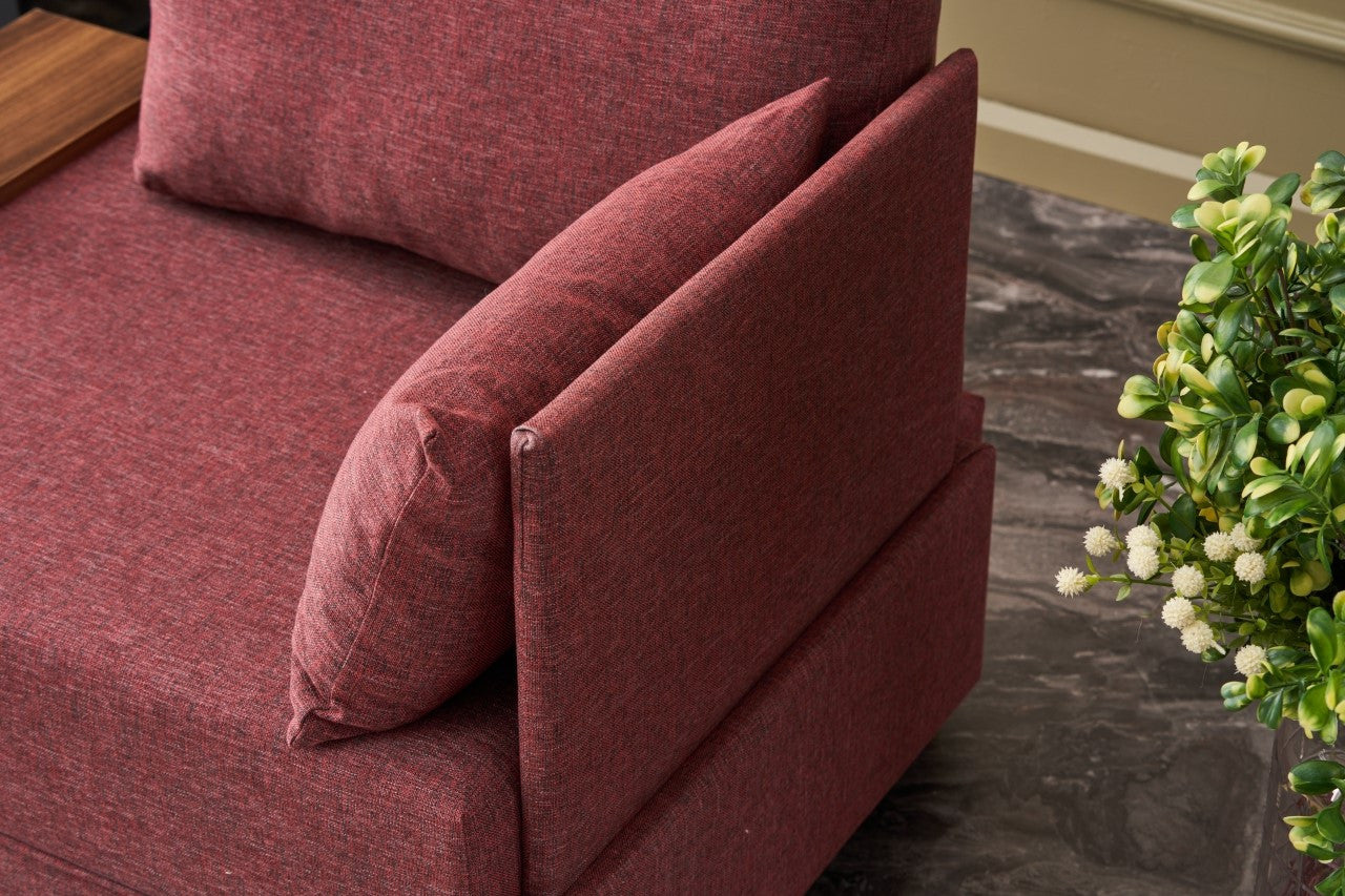Sofá Claret Red de 1 lugar, estrutura de madeira maciça e melamina, 100 cm de largura, tecido fácil de limpar, design moderno para casa e hotel, espuma confortável de 32 DNS