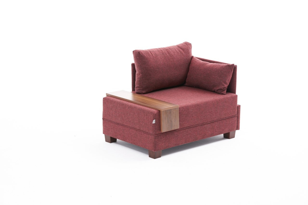 Sofá Claret Red de 1 lugar, estrutura de madeira maciça e melamina, 100 cm de largura, tecido fácil de limpar, design moderno para casa e hotel, espuma confortável de 32 DNS