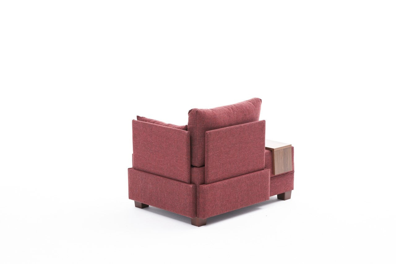 Sofá Claret Red de 1 lugar, estrutura de madeira maciça e melamina, 100 cm de largura, tecido fácil de limpar, design moderno para casa e hotel, espuma confortável de 32 DNS