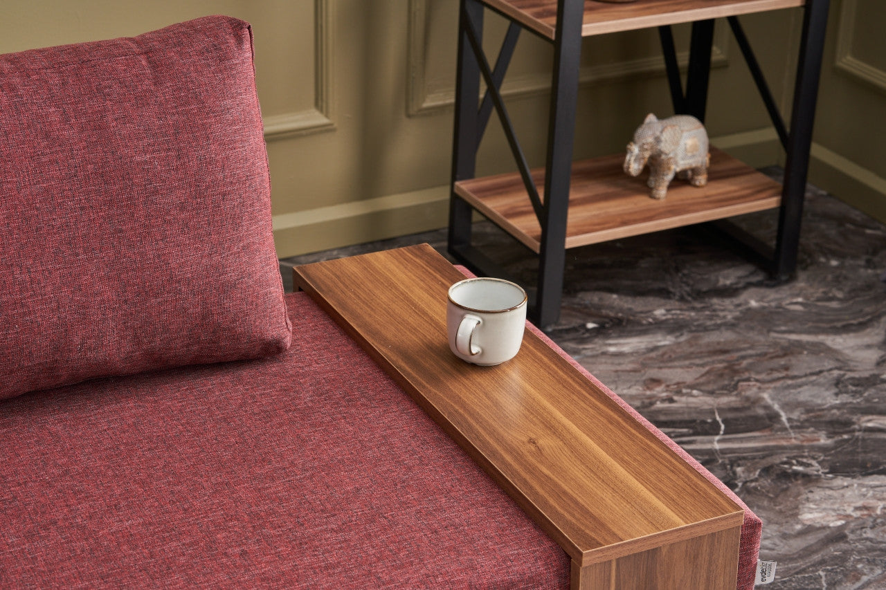 Sofá Claret Red de 1 lugar, estrutura de madeira maciça e melamina, 100 cm de largura, tecido fácil de limpar, design moderno para casa e hotel, espuma confortável de 32 DNS