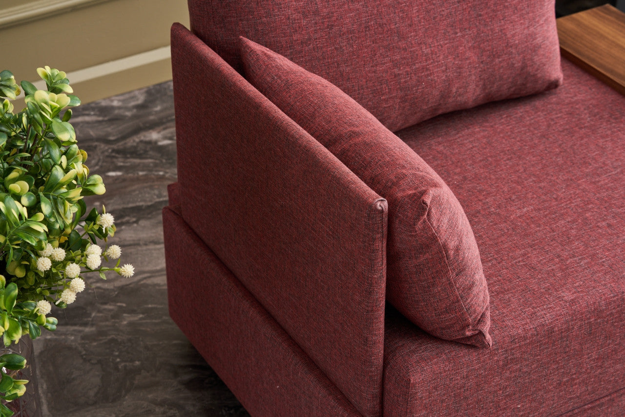 Sofá Claret Red de 1 lugar, estrutura de madeira maciça e melamina, 100 cm de largura, tecido fácil de limpar, design moderno para casa e hotel, espuma confortável de 32 DNS