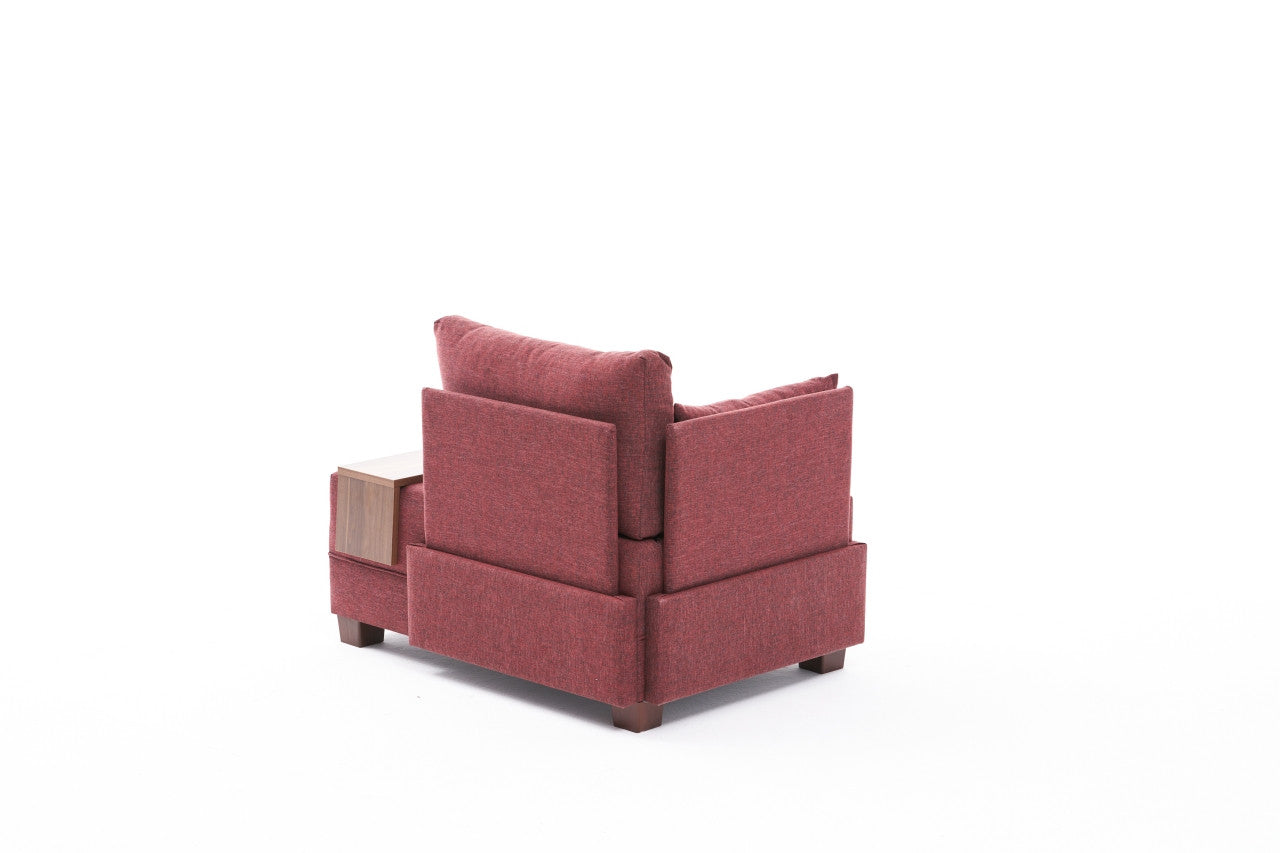 Sofá Claret Red de 1 lugar, estrutura de madeira maciça e melamina, 100 cm de largura, tecido fácil de limpar, design moderno para casa e hotel, espuma confortável de 32 DNS