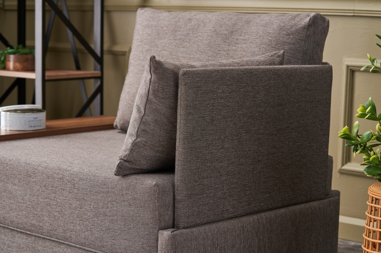 Sofá moderno de 1 lugar, marrom, 100 cm | Estrutura de madeira maciça e melamina, tecido fácil de limpar, espuma DNS 32, perfeito para decoração de hotéis e escandinava