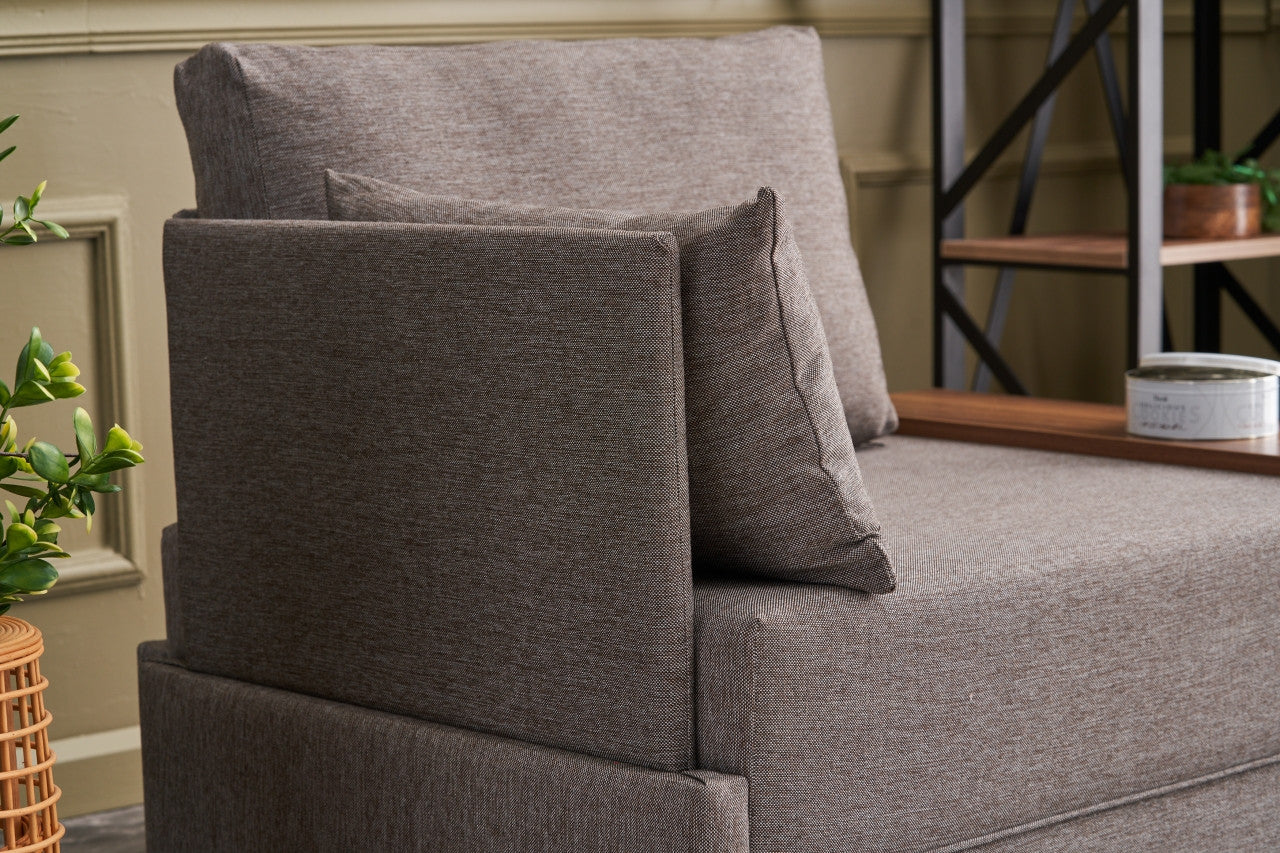 Sofá moderno de 1 lugar, marrom, 100 cm | Estrutura de madeira maciça e melamina, tecido fácil de limpar, espuma DNS 32, perfeito para decoração de hotéis e escandinava