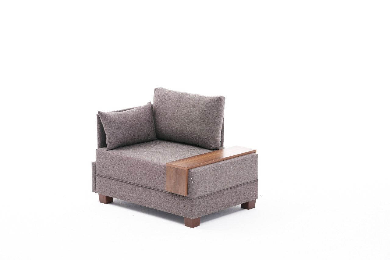 Sofá moderno de 1 lugar, marrom, 100 cm | Estrutura de madeira maciça e melamina, tecido fácil de limpar, espuma DNS 32, perfeito para decoração de hotéis e escandinava