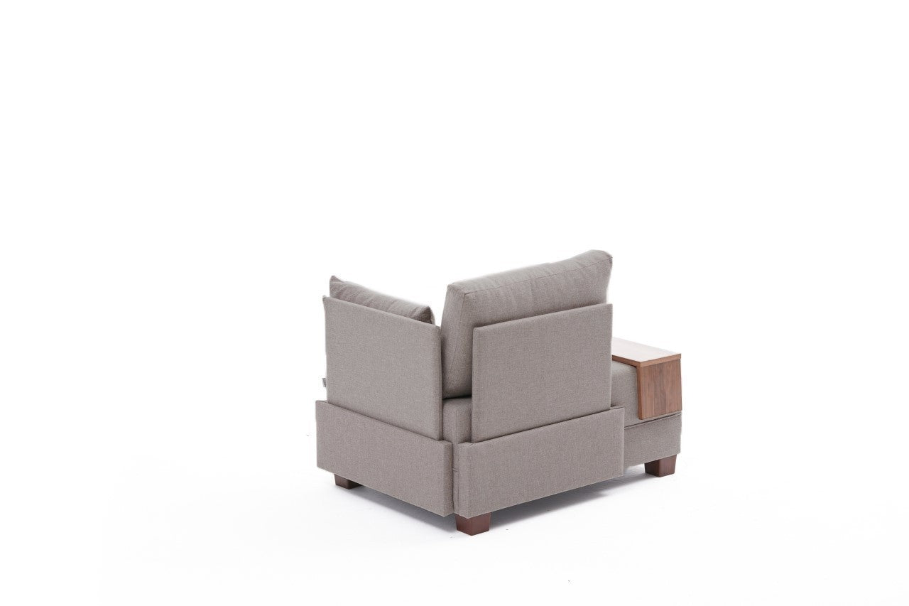 Sofá moderno de 1 lugar, bege, 100 cm | Estrutura em madeira maciça e melamina, tecido de fácil limpeza, espuma DNS 32 | Perfeito para decoração escandinava e hoteleira