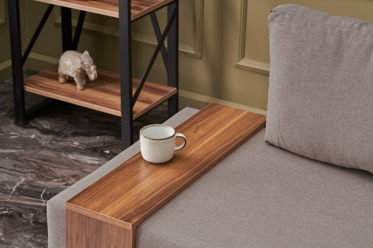 Sofá moderno de 1 lugar, bege, 100 cm | Estrutura em madeira maciça e melamina, tecido de fácil limpeza, espuma DNS 32 | Perfeito para decoração escandinava e hoteleira