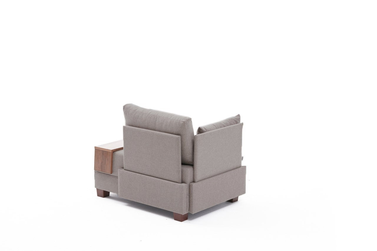 Sofá moderno de 1 lugar, bege, 100 cm | Estrutura em madeira maciça e melamina, tecido de fácil limpeza, espuma DNS 32 | Perfeito para decoração escandinava e hoteleira