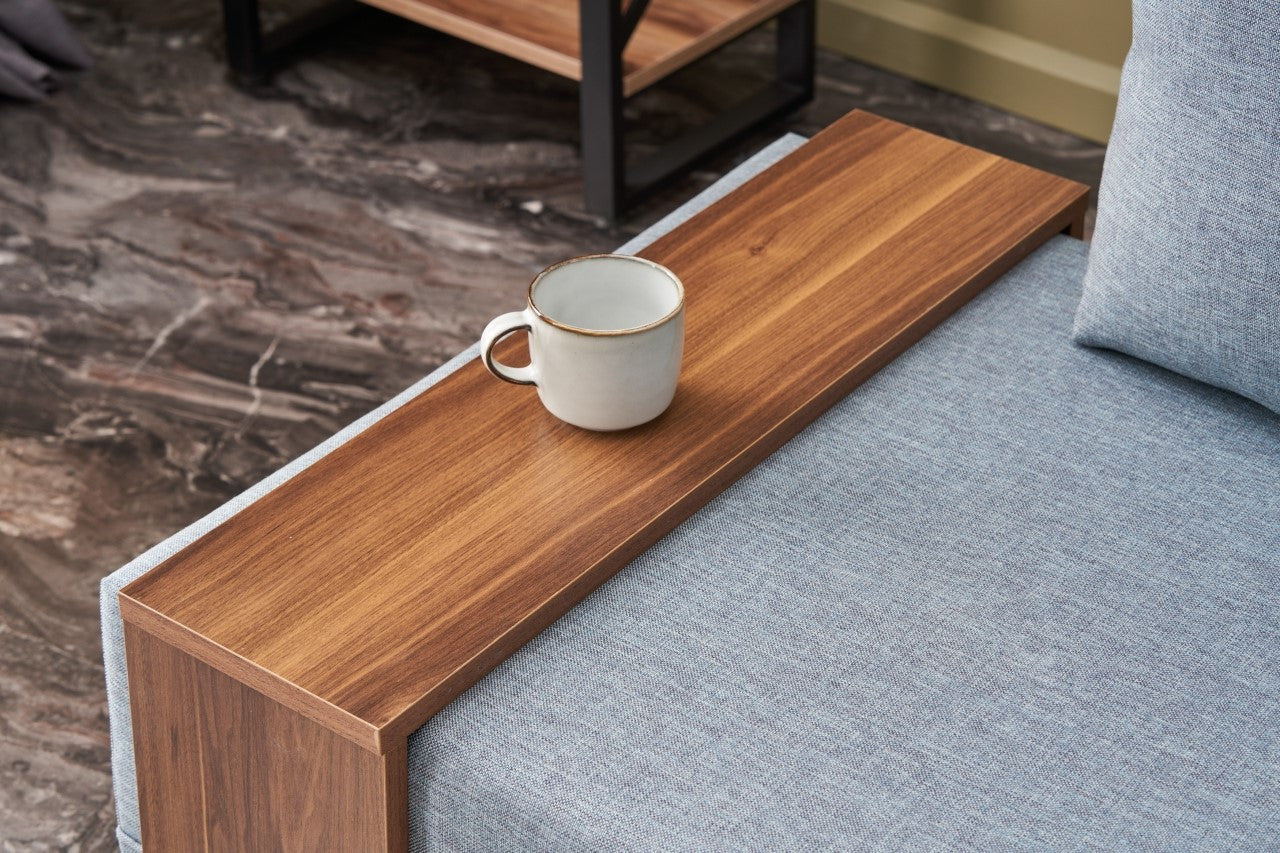 Sofá moderno de 1 lugar, azul, 100 cm | Estrutura de madeira maciça e melamina, tecido fácil de limpar, espuma DNS 32 | Perfeito para decoração de hotéis e escandinava
