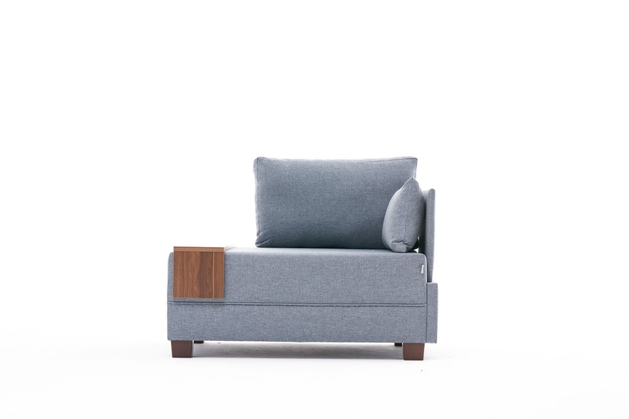 Sofá moderno de 1 lugar, azul, 100 cm | Estrutura de madeira maciça e melamina, tecido fácil de limpar, espuma DNS 32 | Perfeito para decoração de hotéis e escandinava
