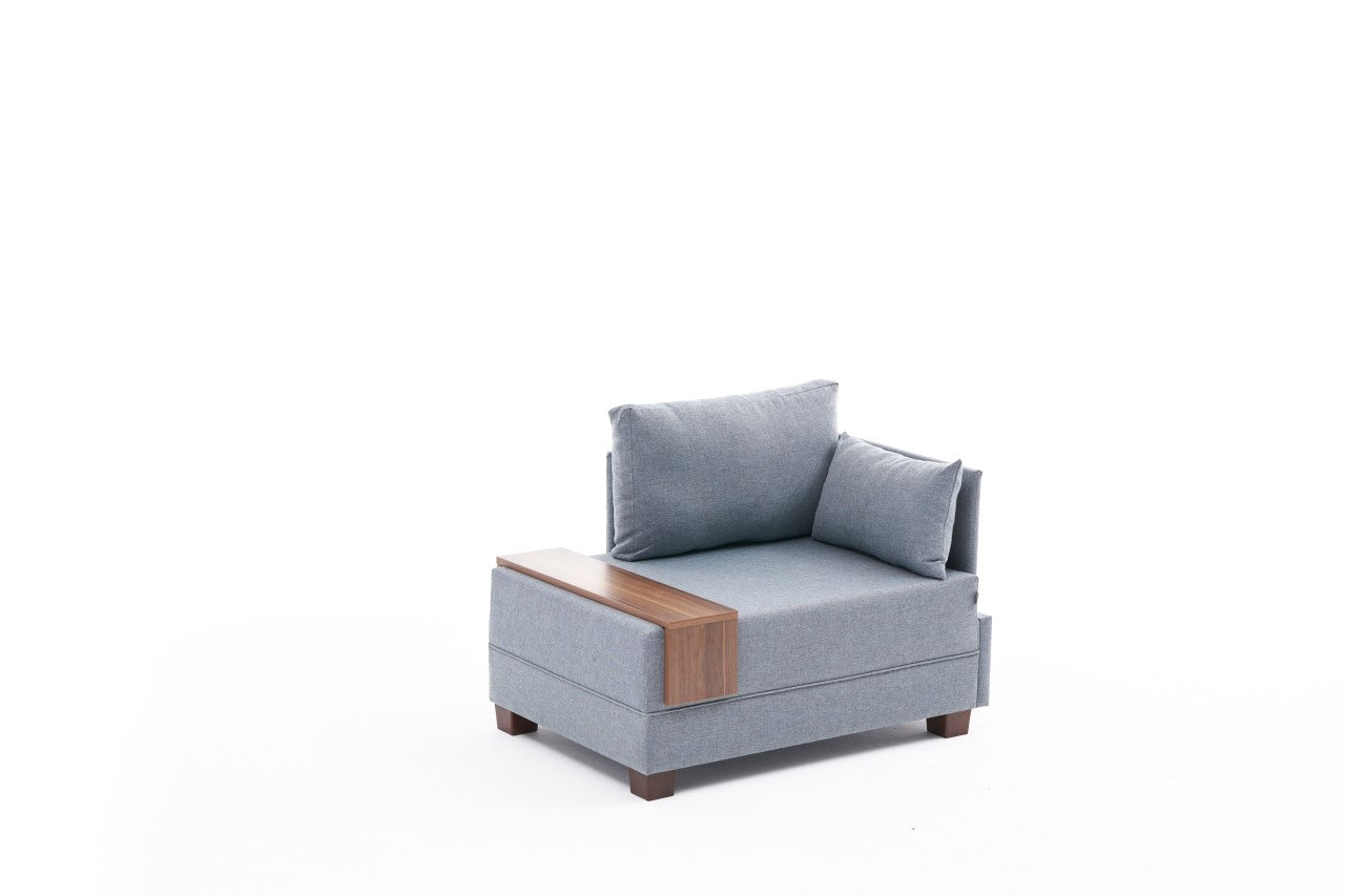 Sofá moderno de 1 lugar, azul, 100 cm | Estrutura de madeira maciça e melamina, tecido fácil de limpar, espuma DNS 32 | Perfeito para decoração de hotéis e escandinava