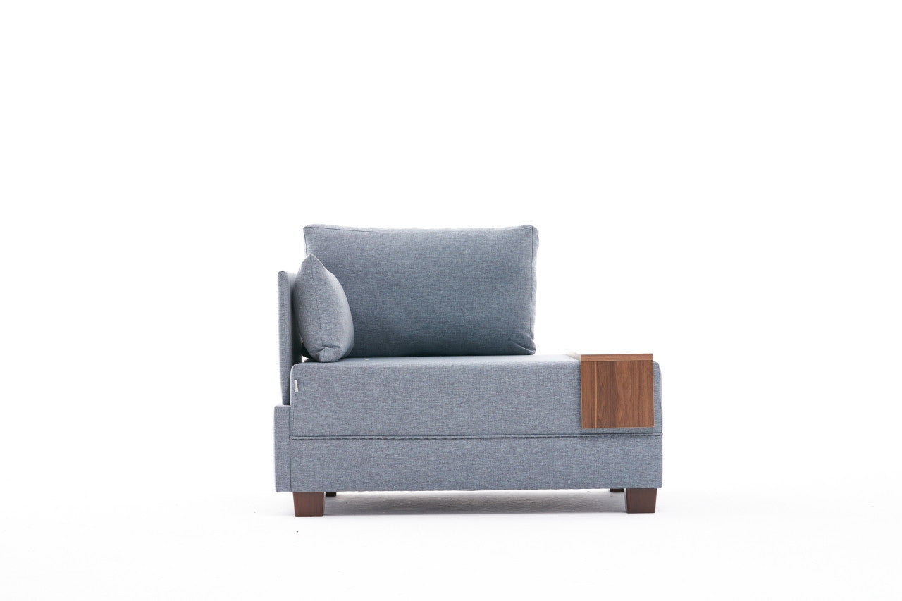 Sofá moderno de 1 lugar, azul, 100 cm | Estrutura de madeira maciça e melamina, tecido fácil de limpar, espuma DNS 32 | Perfeito para decoração de hotéis e escandinava