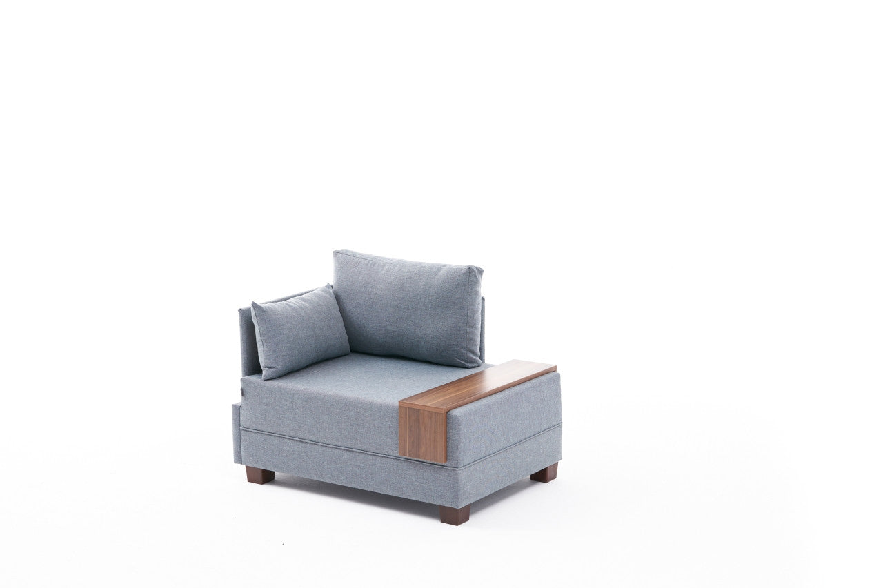 Sofá moderno de 1 lugar, azul, 100 cm | Estrutura de madeira maciça e melamina, tecido fácil de limpar, espuma DNS 32 | Perfeito para decoração de hotéis e escandinava