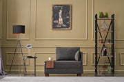 Sofá moderno de 1 lugar, antracite, 100 cm | Estrutura em madeira maciça e melamina, tecido fácil de limpar, espuma 32 DNS, perfeito para decoração escandinava e hoteleira