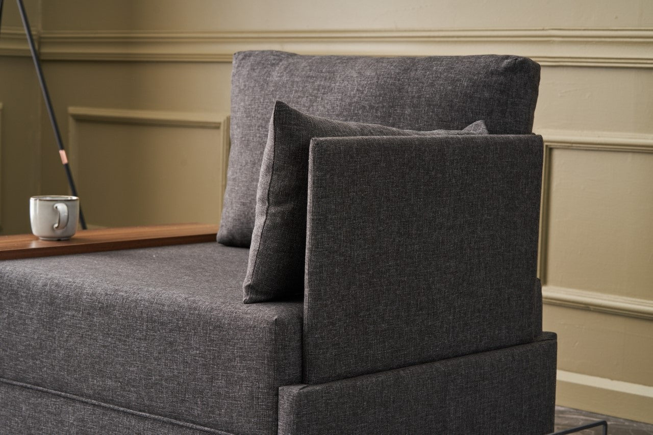 Sofá moderno de 1 lugar, antracite, 100 cm | Estrutura em madeira maciça e melamina, tecido fácil de limpar, espuma 32 DNS, perfeito para decoração escandinava e hoteleira