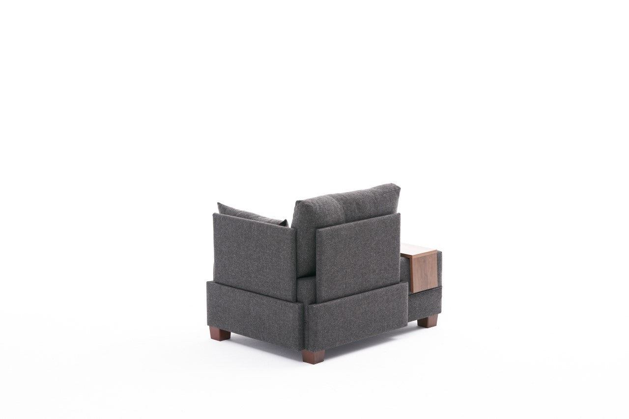 Sofá moderno de 1 lugar, antracite, 100 cm | Estrutura em madeira maciça e melamina, tecido fácil de limpar, espuma 32 DNS, perfeito para decoração escandinava e hoteleira