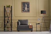 Sofá moderno de 1 lugar, antracite, 100 cm | Estrutura em madeira maciça e melamina, tecido fácil de limpar, espuma 32 DNS, perfeito para decoração escandinava e hoteleira