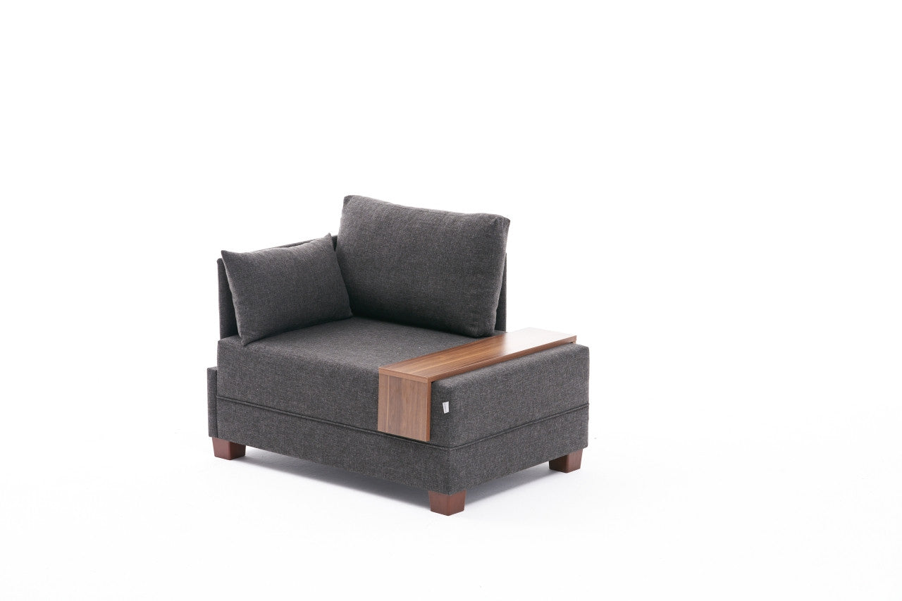 Sofá moderno de 1 lugar, antracite, 100 cm | Estrutura em madeira maciça e melamina, tecido fácil de limpar, espuma 32 DNS, perfeito para decoração escandinava e hoteleira