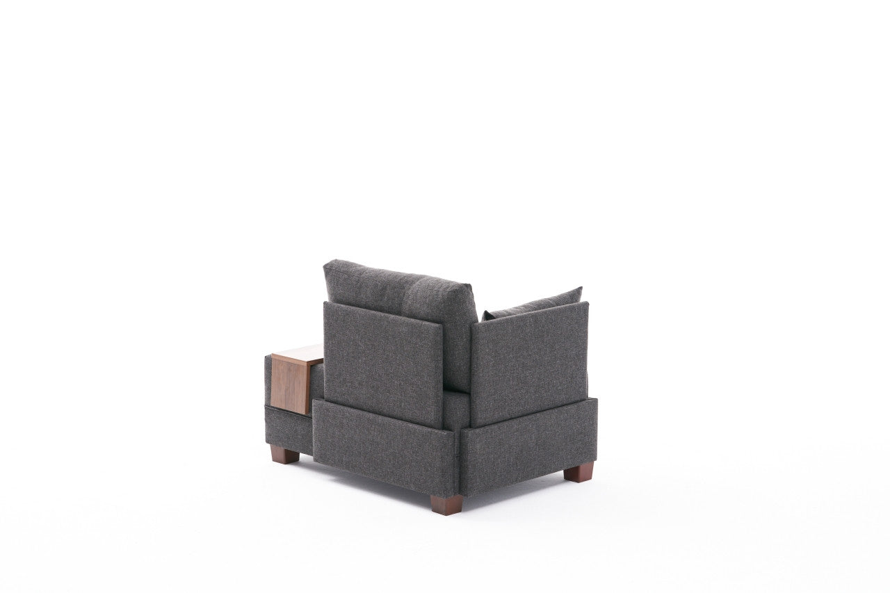 Sofá moderno de 1 lugar, antracite, 100 cm | Estrutura em madeira maciça e melamina, tecido fácil de limpar, espuma 32 DNS, perfeito para decoração escandinava e hoteleira