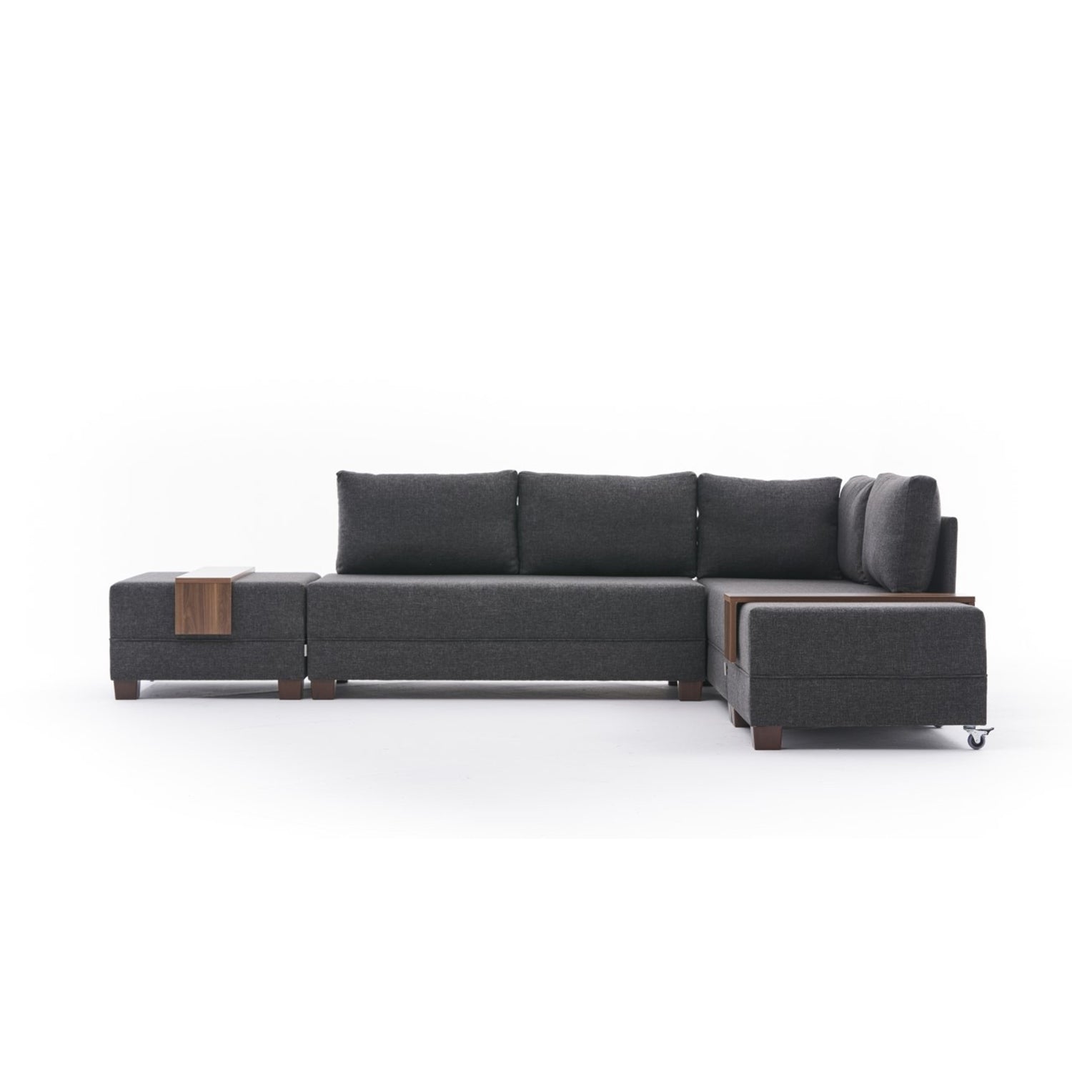Sofá-cama de canto moderno, antracite, 210 x 280 cm | Estrutura de madeira, 100% algodão e poliéster, espuma 32 DNS | Elegante e funcional para qualquer espaço