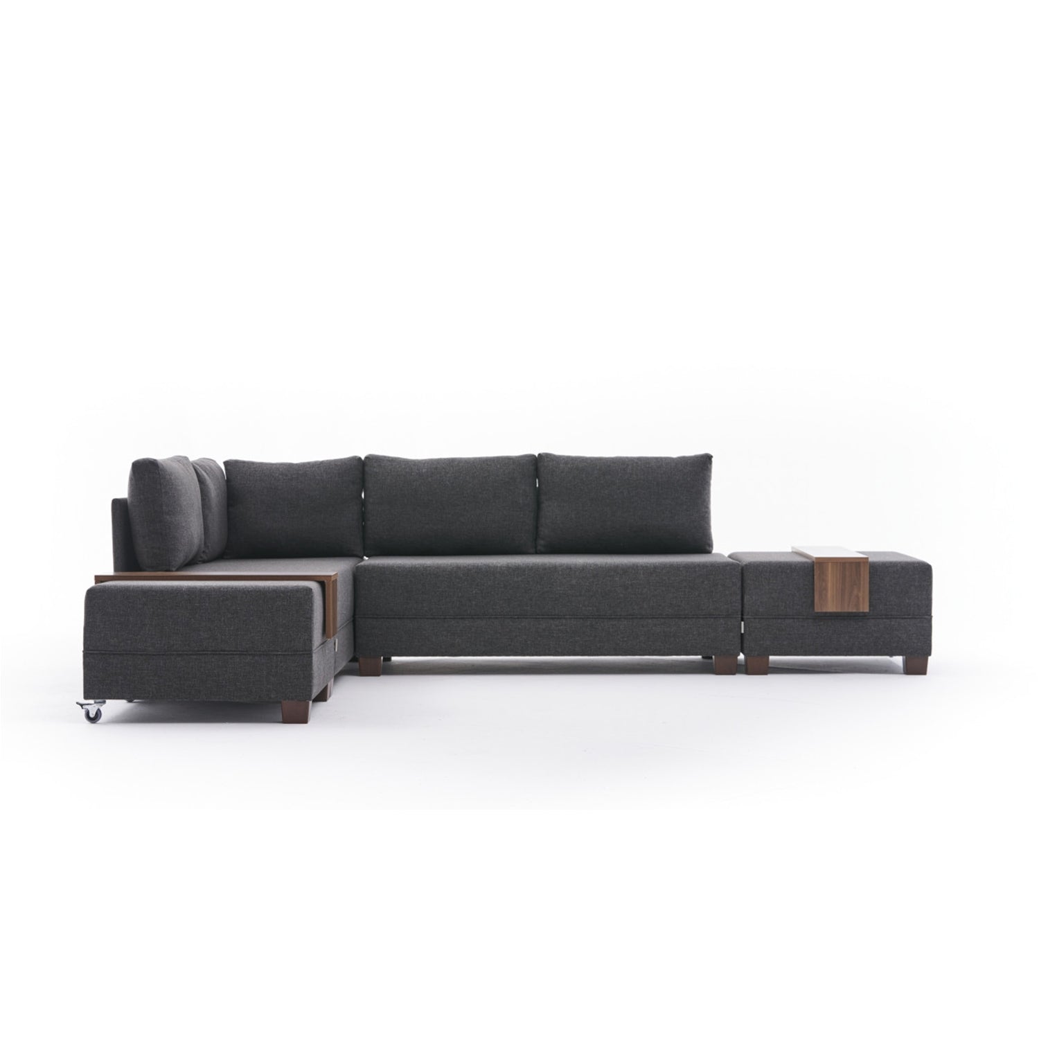 Sofá-cama de canto moderno, antracite, 210 x 280 cm | Estrutura de madeira, 100% algodão e poliéster, espuma 32 DNS | Elegante e funcional para qualquer espaço