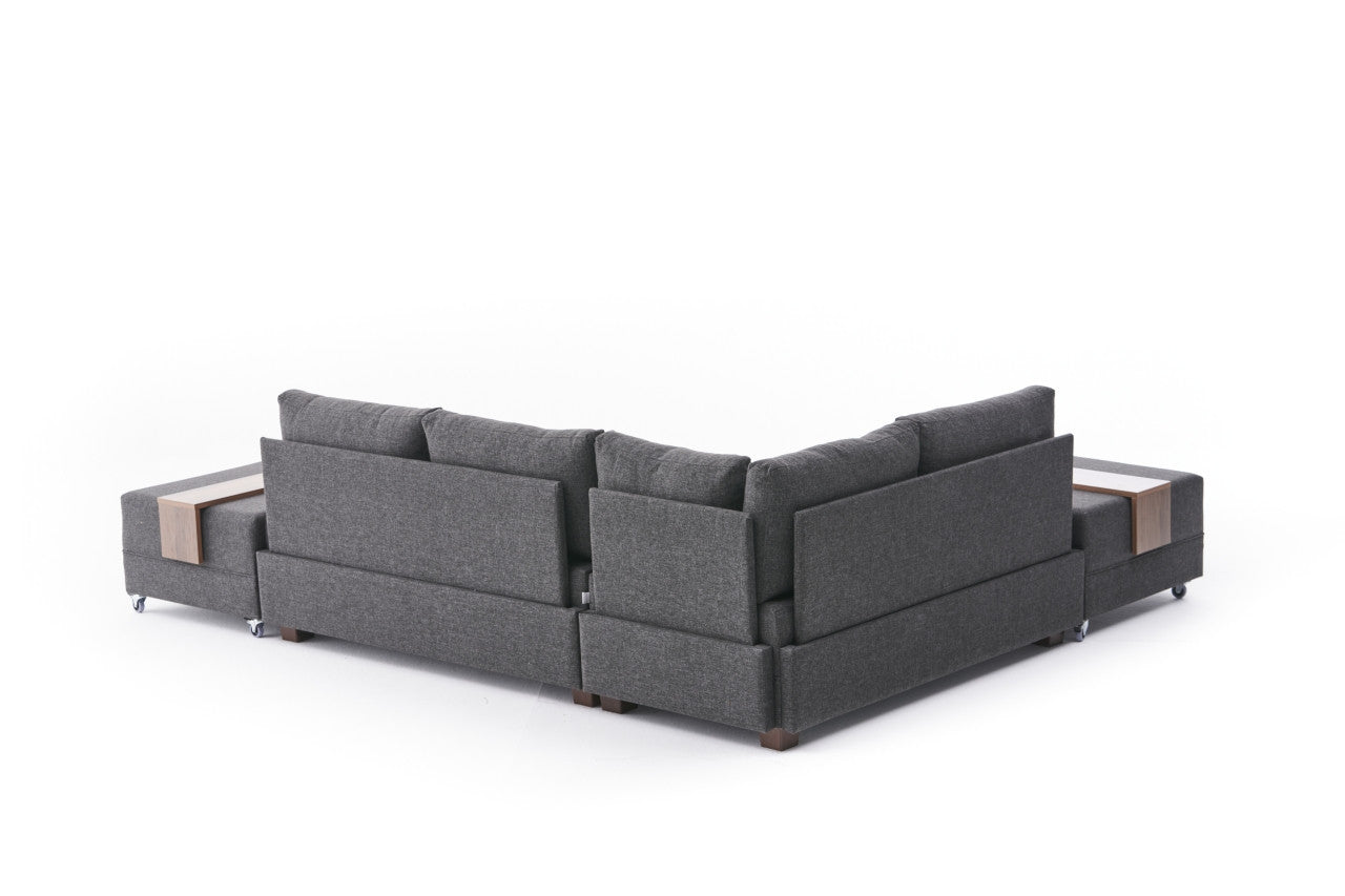 Sofá-cama de canto moderno, antracite, 210 x 280 cm | Estrutura de madeira, 100% algodão e poliéster, espuma 32 DNS | Elegante e funcional para qualquer espaço