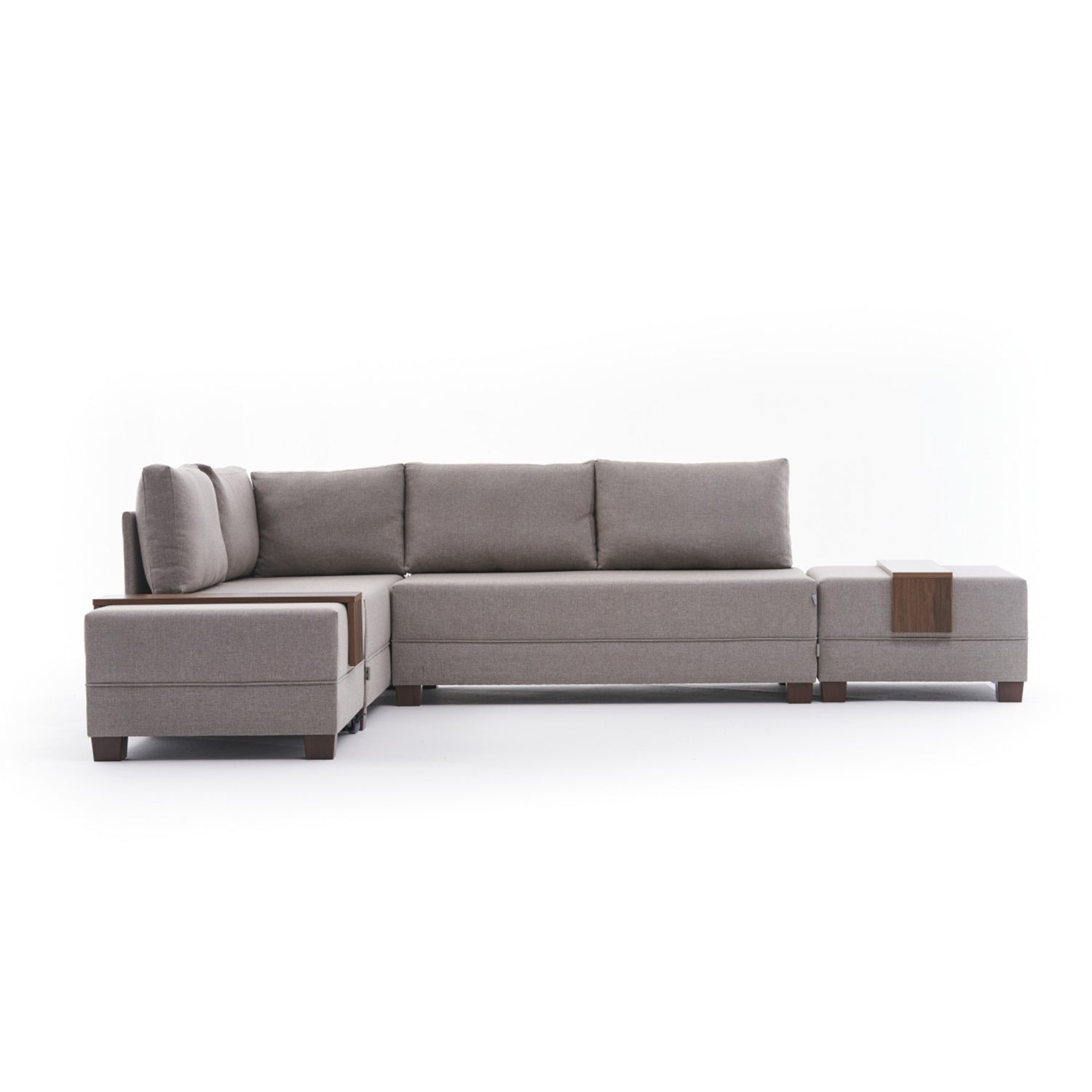 Sofá-cama de canto moderno em creme, 210 cm | Estrutura de madeira, 100% algodão e poliéster, espuma 32 DNS | Elegante e funcional para sala de estar e espaço de hóspedes
